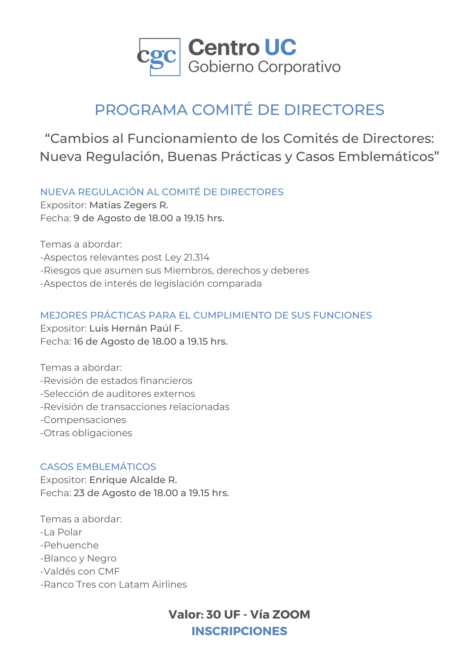 Programa Comité de directores