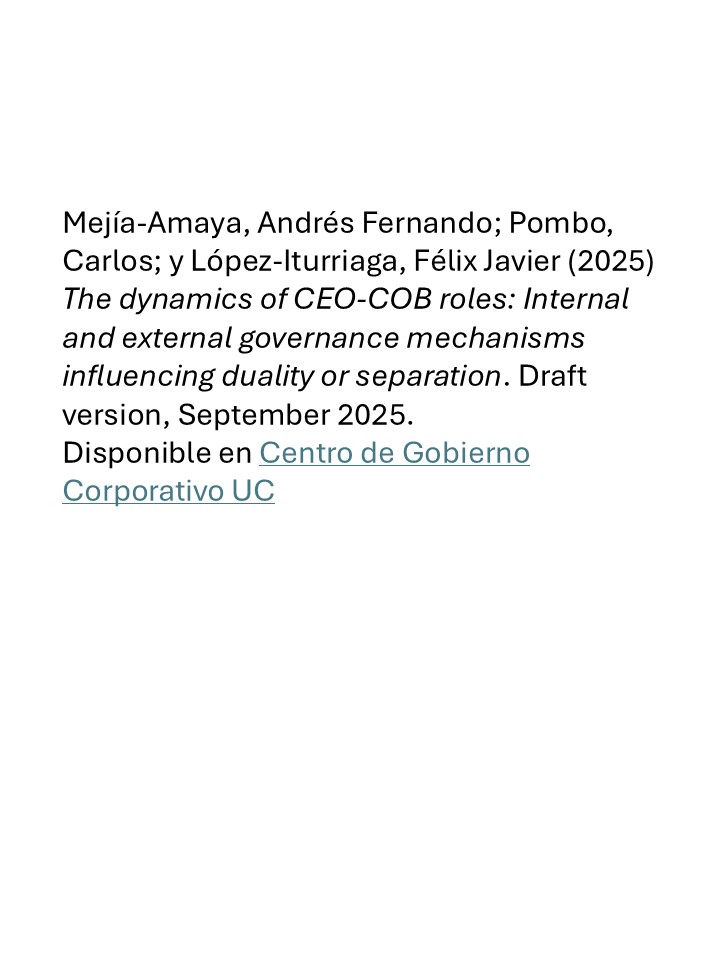 The dynamics of CEO-COB roles: Internal and external governance mechanisms influencing duality or separation